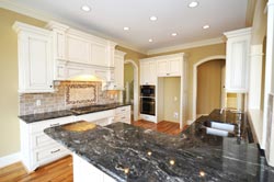 Black Granite kitchen white cabinets - Schertz Schertz